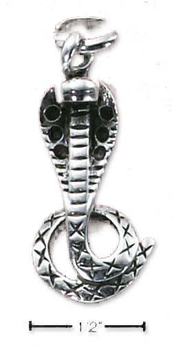 
Sterling Silver Cobra Snake At Attention Charm
