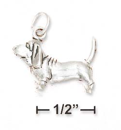 
Sterling Silver 3d Antiqued Basset Hound Charm
