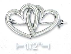 
Sterling Silver 15x22mm Double Open Hearts Pin
