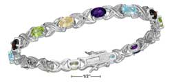 
Sterling Silver 7 Inch Multi-stone X Bracelet
