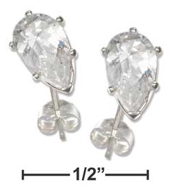 
Sterling Silver 8mm Teardrop Cubic Zirconia Post Earrings
