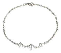 
Sterling Silver 9 Inch Triple Dolphin Anklet
