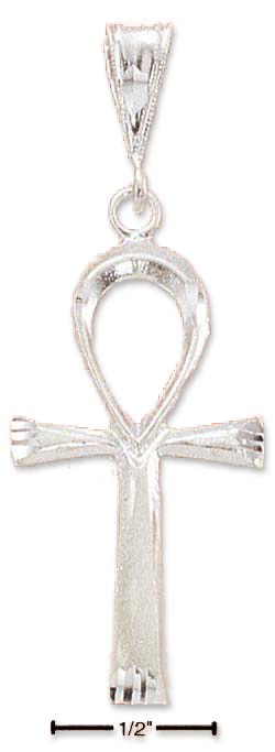 
Sterling Silver Large Diamond Cut Ankh Charm
