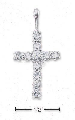 
Sterling Silver Small Plain Cubic Zirconia Cross Pendant
