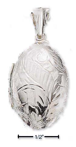 
Sterling Silver Oval Engraved Locket Pendant
