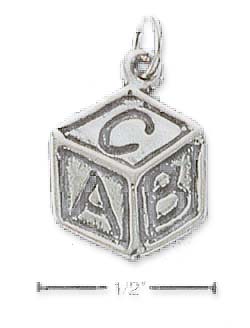 
Sterling Silver Flat A B C Baby Block Charm
