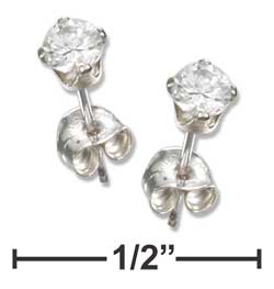 
Sterling Silver 3mm Round Earrings Cubic Zirconia Posts
