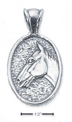 
Sterling Silver Long Oval Horse-head Charm
