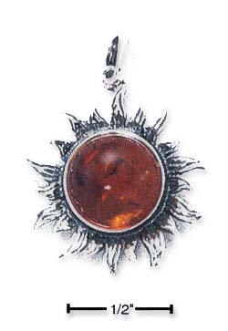 
Sterling Silver Antiqued Amber Sun Pendant
