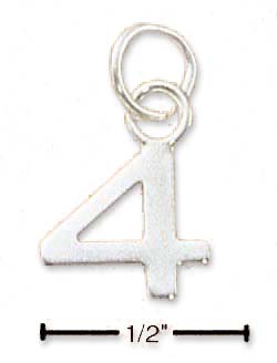 
Sterling Silver Fine Lined Number 4 Charm
