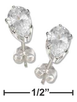 
Sterling Silver 6mm Tear Cubic Zirconia Post Earrings
