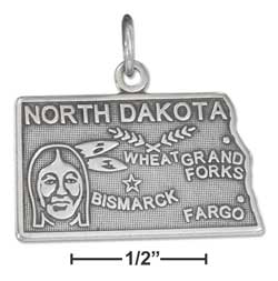 
Sterling Silver North Dakota State Charm
