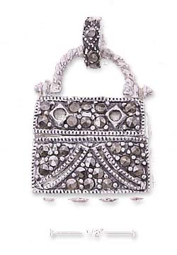 
Sterling Silver 3d Marcasite Purse Charm
