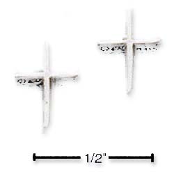 
Sterling Silver Flat Cross Post Earrings
