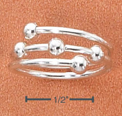 
Sterling Silver 3 Row Five Ball Toe Ring
