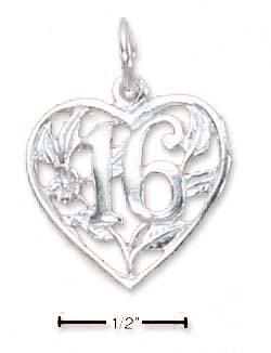 
Sterling Silver 16 Filigree Heart Charm
