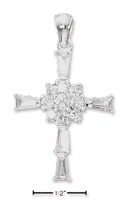 
Sterling Silver Clear Baguette Cubic Zirconia Cross
