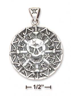 
Sterling Silver Pirate Skull Disk Charm
