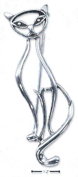 
Sterling Silver Siamese Cat Outline Pin
