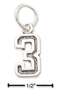 
Sterling Silver Jersey Number 3 Charm
