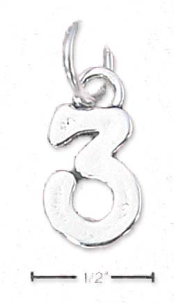 
Sterling Silver Number 3 Three Charm
