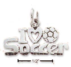 
Sterling Silver I Love Soccer Charm
