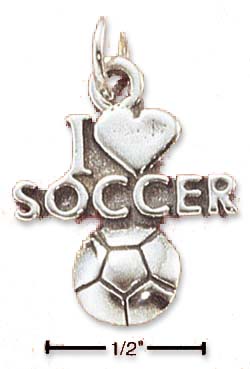 
Sterling Silver I Love Soccer Charm
