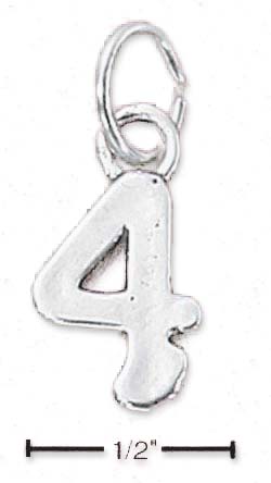 
Sterling Silver Number 4 Four Charm
