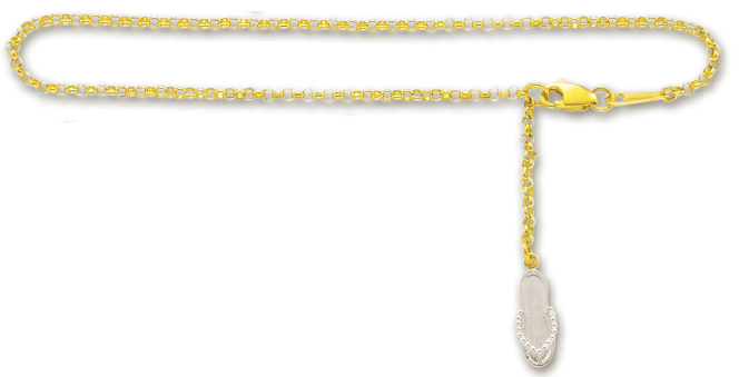 
14k Yellow Drop Sandal Anklet - 10 Inch
