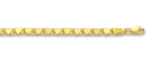 
14k Yellow Large Heart Link Anklet - 10 Inch
