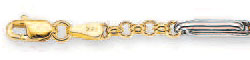 
14k Two-Tone Rolo and Bar Link Anklet - 10 Inch
