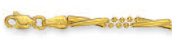 
14k Yellow 3 mm Fancy Bead Link Anklet - 10 Inch
