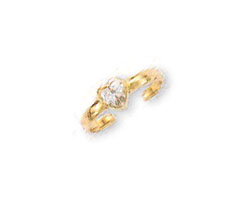 
14k Yellow Bezel Heart Cubic Zirconia Toe Ring
