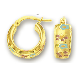 
14k Yellow Flower Childrens Enamel Earrings
