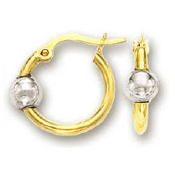 
14k Two-Tone Ball and Hoop Childrens Earrings
