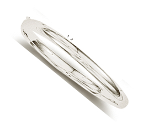 
14k White Plain Bangle Childrens Bracelet - 5.5 Inch
