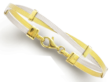 
14k Two-Tone Stylish CrissCross Bracelet - 7 Inch
