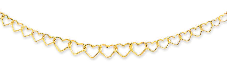 
14k Yellow Open Heart Shaped Link Necklace - 17 Inch
