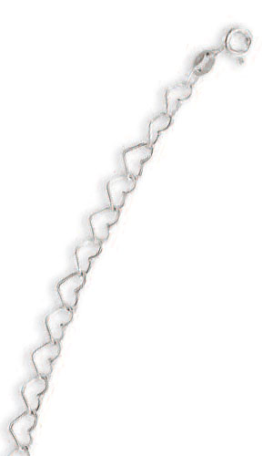 
14k White Open Heart Shaped Link Bracelet - 7.25 Inch
