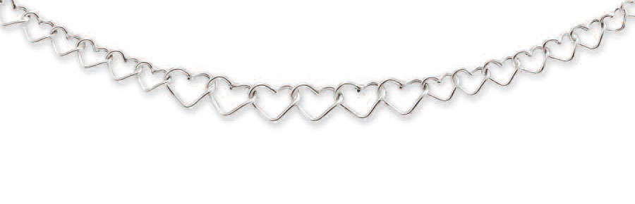 
14k White Open Heart Shaped Link Necklace - 17 Inch
