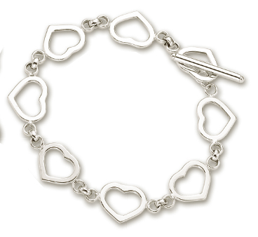 
14k White Heart Shaped Station Bracelet - 7.5 Inch
