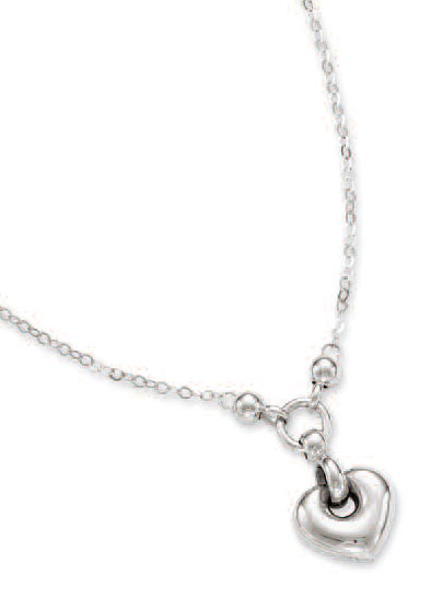 
14k White Heart Shaped Necklace - 17 Inch
