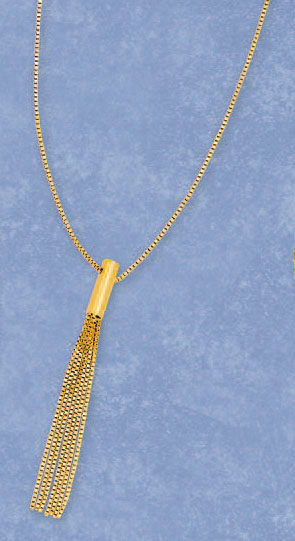 
14k Yellow Box Link Lariat Necklace - 17 Inch
