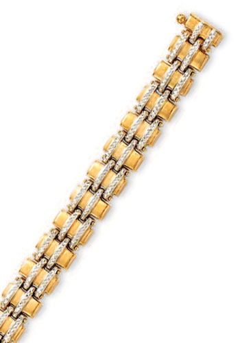 
14k Two-Tone Sparkle-Cut Pave Bracelet - 7.25 Inch
