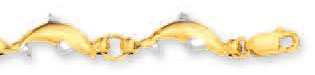 
14k Yellow Dolphin Station Bracelet - 7 Inch
