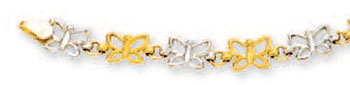 
14k Two-Tone Butterfly Station Bracelet - 7.25 Inch
