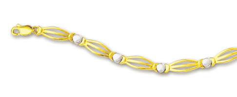 
14k Two-Tone Fancy Link Bracelet - 7.25 Inch
