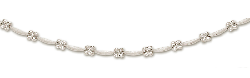 
14k White Flower Station Necklace - 17 Inch
