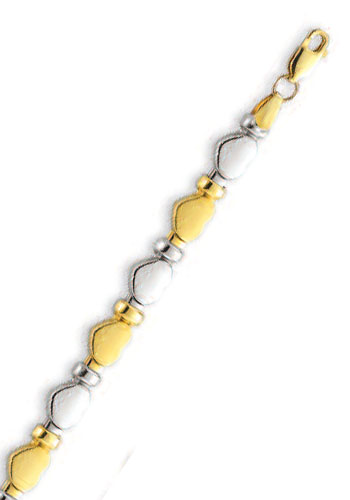 
14k Two-Tone Simple Heart Hugs and Kisses Bracelet - 7.25 In
