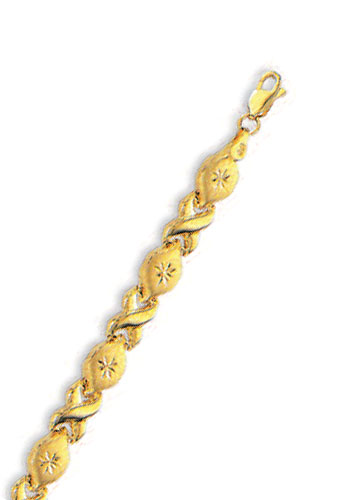 
14k Yellow Hugs and Kisses D-Cut Bracelet - 7 Inch
